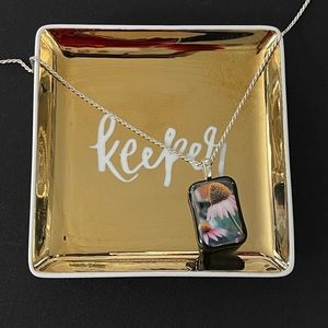 Fused Glass Pendant with Flower Image 💐